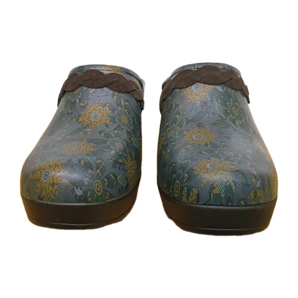 Crocs Dual Comfort Womens Clogs Shoes Brown/Floral Heels Mules Slip On Size 7 - Picture 3 of 11